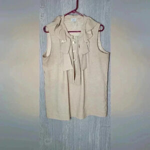 Infinity women's cream tan color sleeveless  blouse size large.